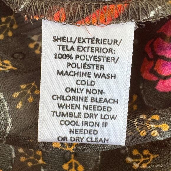 LOFT Sheer Floral Button Down Blouse M Whimsigoth Boho Cottagecore Dark Romantic - Picture 6 of 10